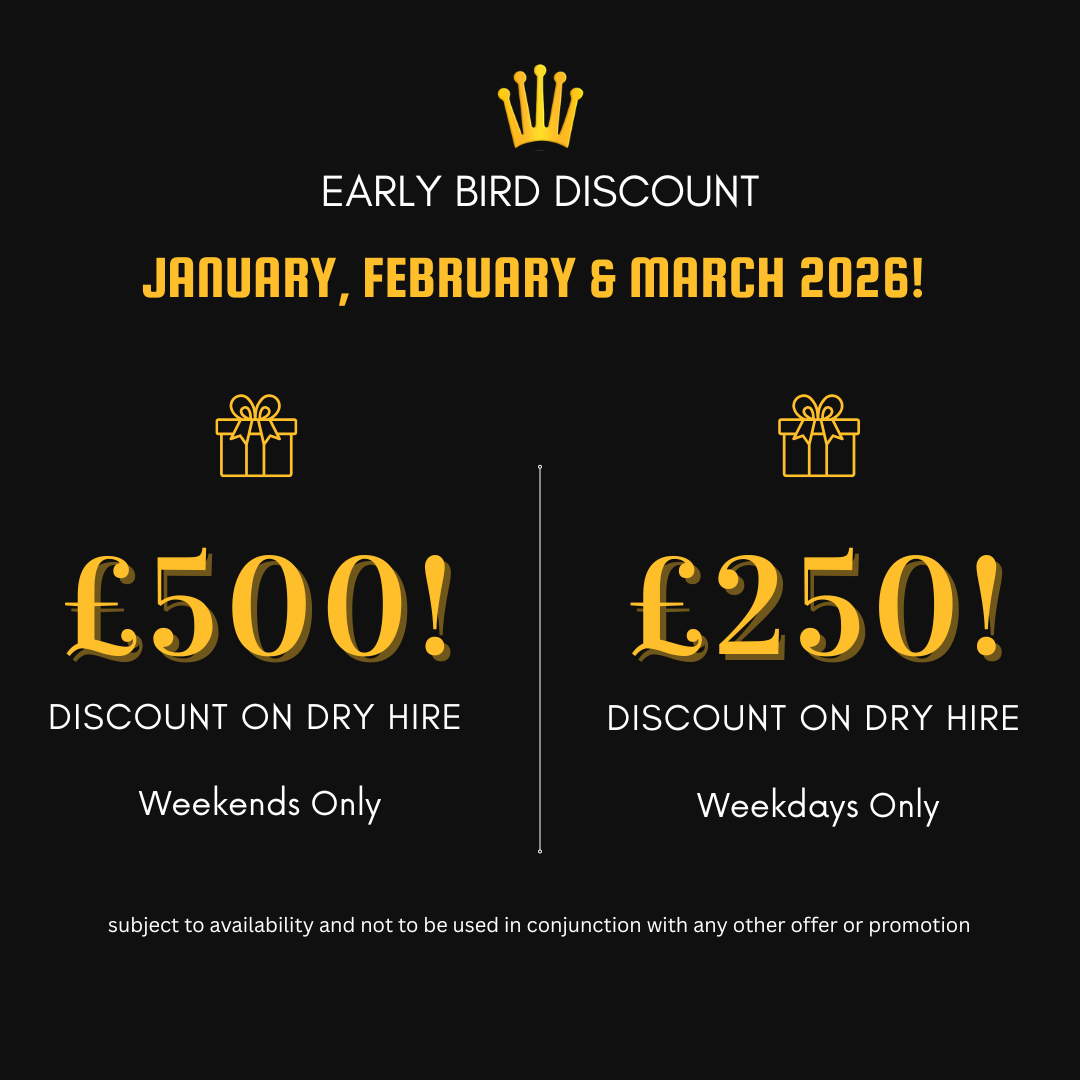 New Year dry hire discount at Crown Banqueting Suite in Ilford