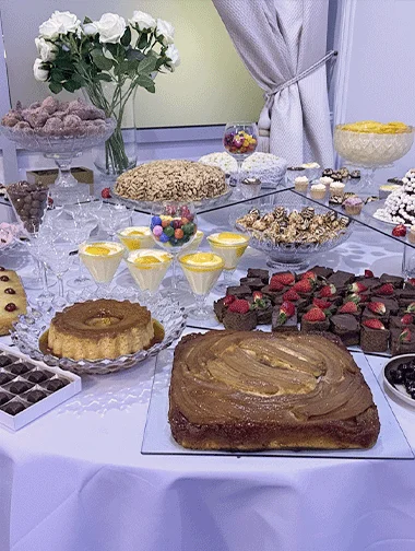 Delicious dessert station arranged by best food catering service in London